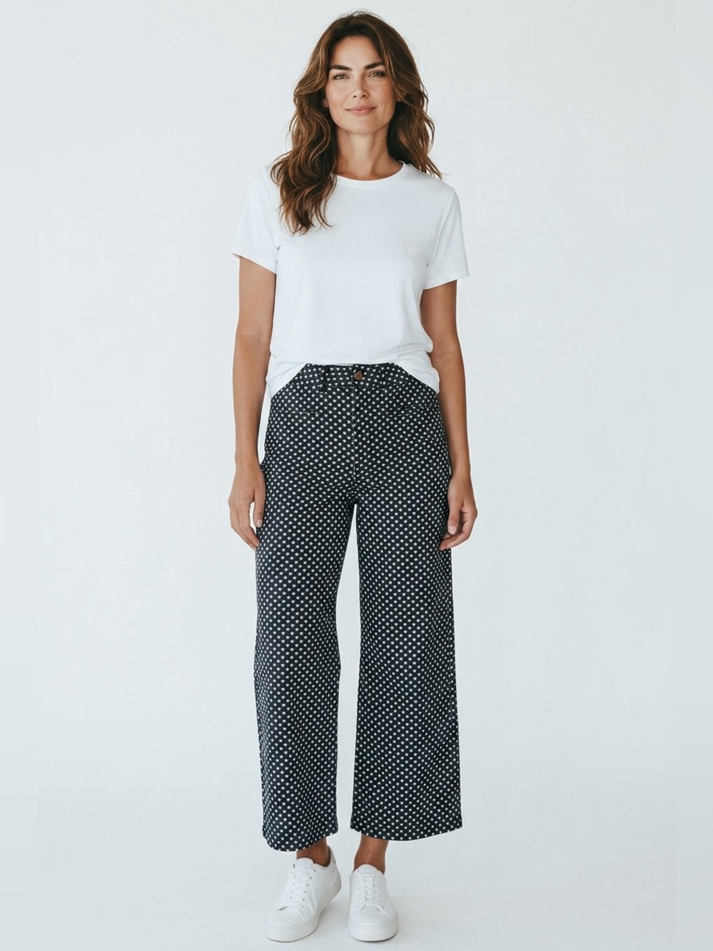 NEW VENUS Sophia Wide Leg Cropped Denim in Patriotic Star Sz10